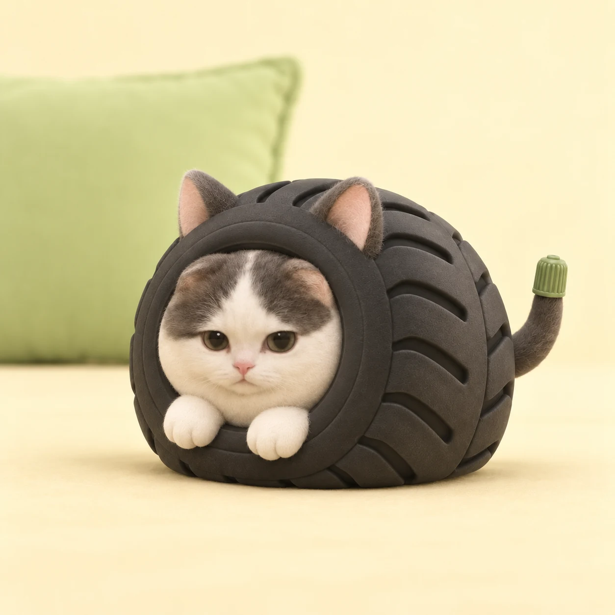 MICHILIN gently squashes into a comfortable shape on a buttercream surface.