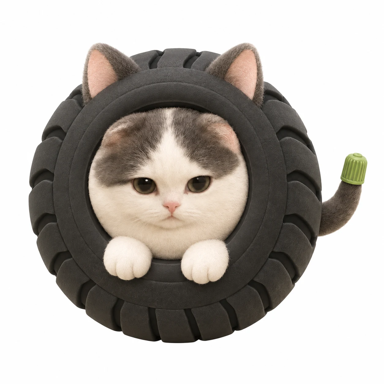 The MICHILIN tire-cat, ready for a small roll.